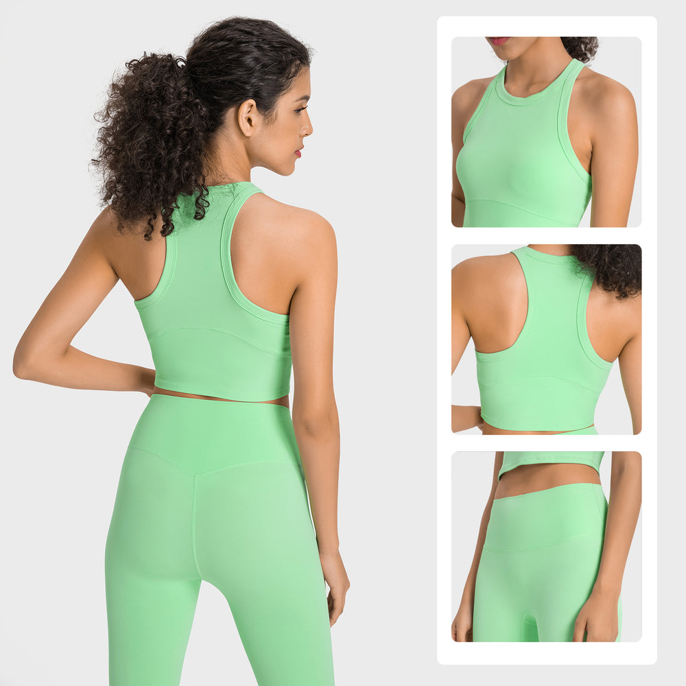 High-stretch yoga capris with built-in bra and shockproof sports top - professional training yoga fitness set for women