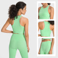High-stretch yoga capris with built-in bra and shockproof sports top - professional training yoga fitness set for women