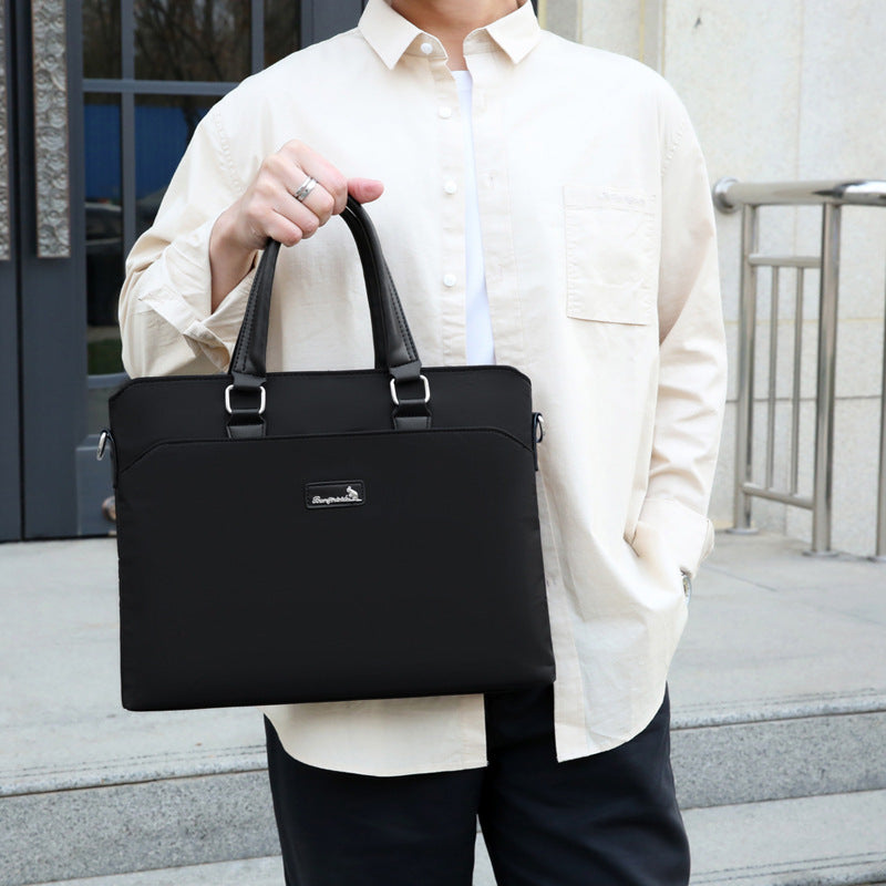 New Men's Business Meeting Bag Waterproof Oxford Cloth Bag Portable Office Bag File Bag Large Capacity Briefcase