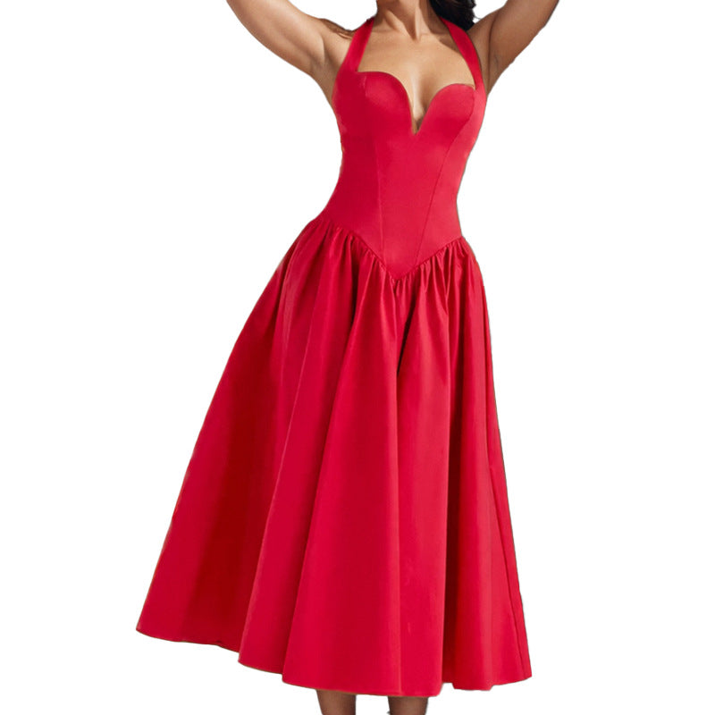 summer new women's clothing:  cross-border fashion - european & american style, sexy & sweet halter neck maxi dress