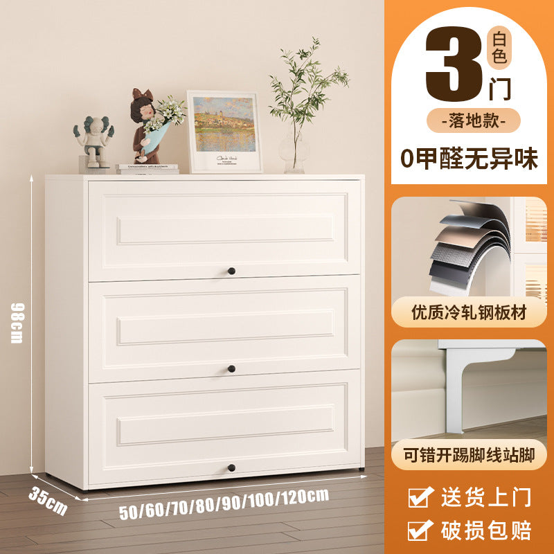 Steel flap door cabinet Household large-capacity dust-proof locker Simple five-bucket display cabinet Cream wind study storage cabinet