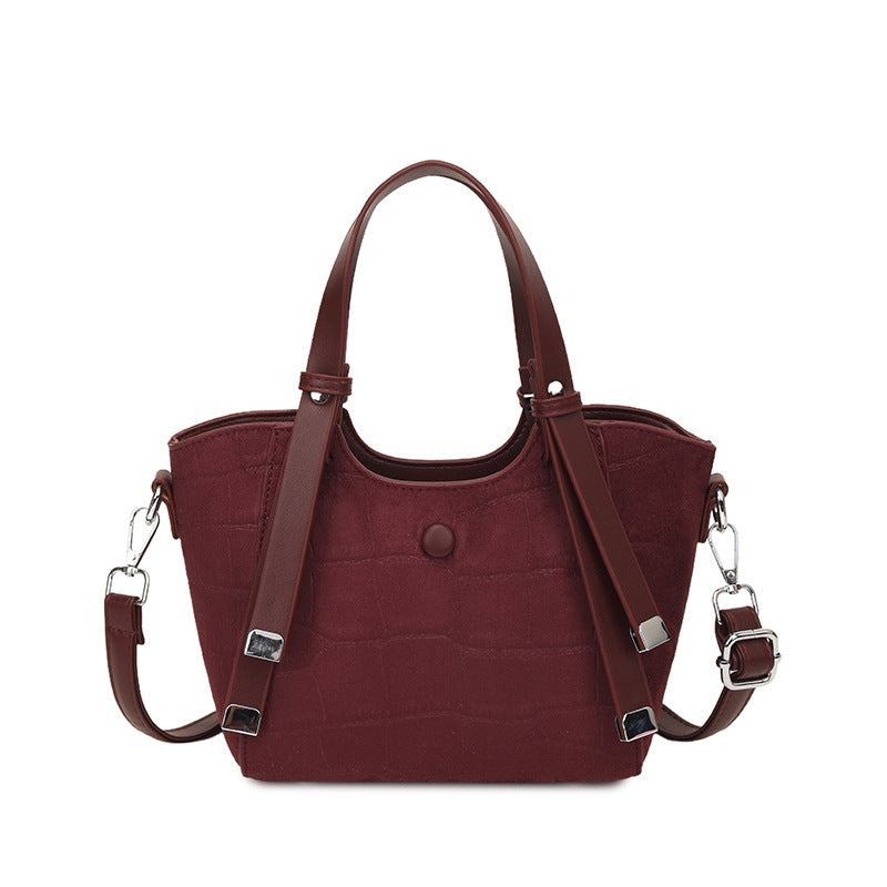 Elegant fashion western-style women's bag, lychee pattern, popularcasual women's bag, shoulder crossbody, textured korean style vegetable basket bag