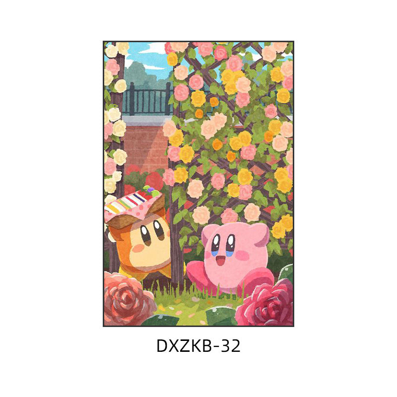 Star Kirby decorative painting pink girl bedroom children's room hanging painting cartoon animation cute princess bedside mural