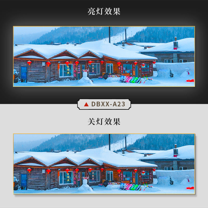 Farmyard Northeast Snow Scene Decorative Painting Rural Folk Scenery Wall Painting Iron Pot Stew Restaurant Light Box Hotel Hanging Painting