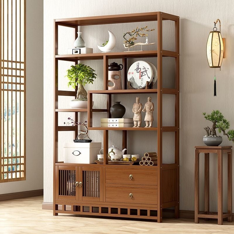New chinoiserie bogu rack duobao pavilion purple clay pot display rack tea and wine cabinet tea room storage rack display rack casual style bamboo