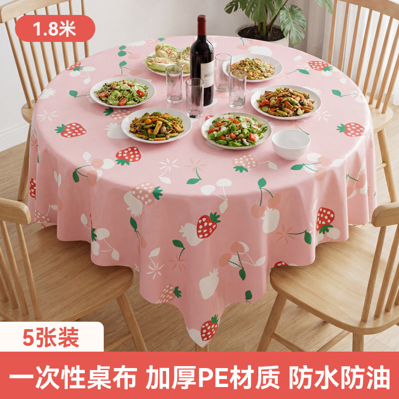 Disposable tablecloth household rectangular tablecloth plastic thickened new year round table red dining tablecloth wholesale