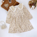 Kids' spring/autumn dress: new cross-border style for girls - chic lace collar, floral print, long sleeve dress, korean style skirt