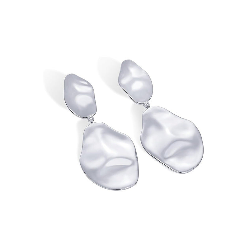 Amazon's new stylishtrendy teardrop-shaped pendant earrings polished hollow exaggerated heavy geometric earrings for women