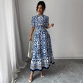 export women's dress retro geometric positioning printing pullover t-shirt skirt fashionloose tutu skirt