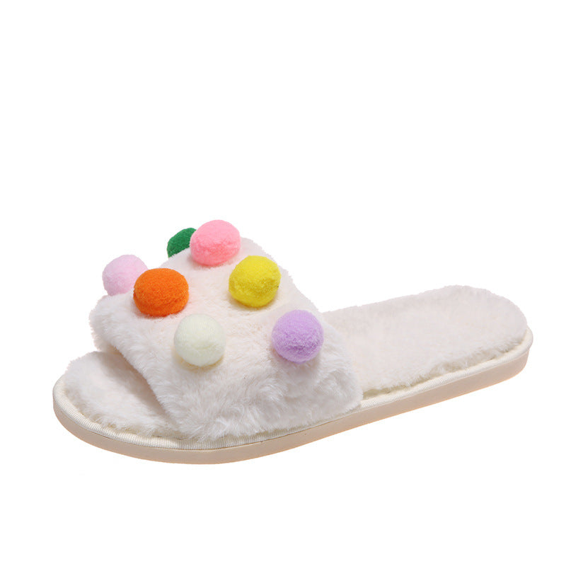 Plus size women's polka dot fuzzy slippers - autumn/winter 2024 warm home slippers - dropshipping available