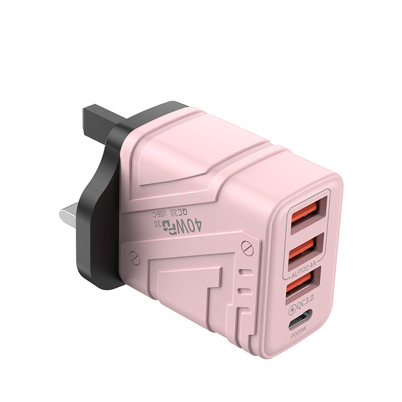 exclusive 3usb+pd mobile phone charger, multi-u port european and american standard british standard four-port fast charging head, new plug