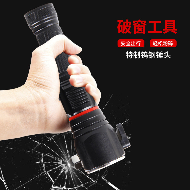 Cross-border new XHP50 wick safety hammer magnetic attraction power display desk lamp mode Typec charging flashlight