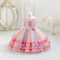 European and american  girls' colorful gradient heart pattern irregular chic summer dress - perfect for kids' festivals and performances