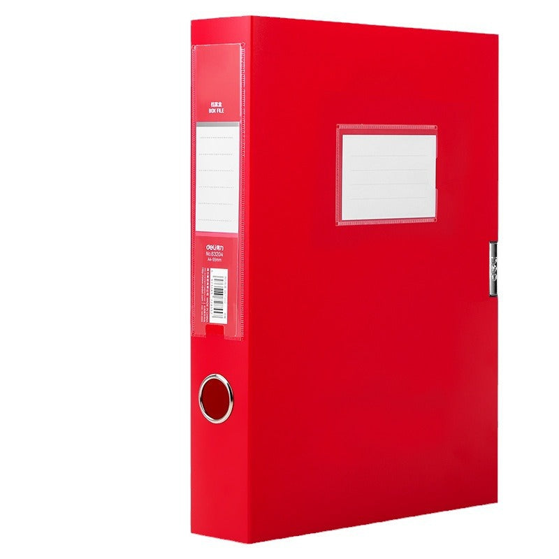 Deli 63204 Red Party Building File Box A4 Plastic File Box Office Storage Box 55mm Data Box Wholesale
