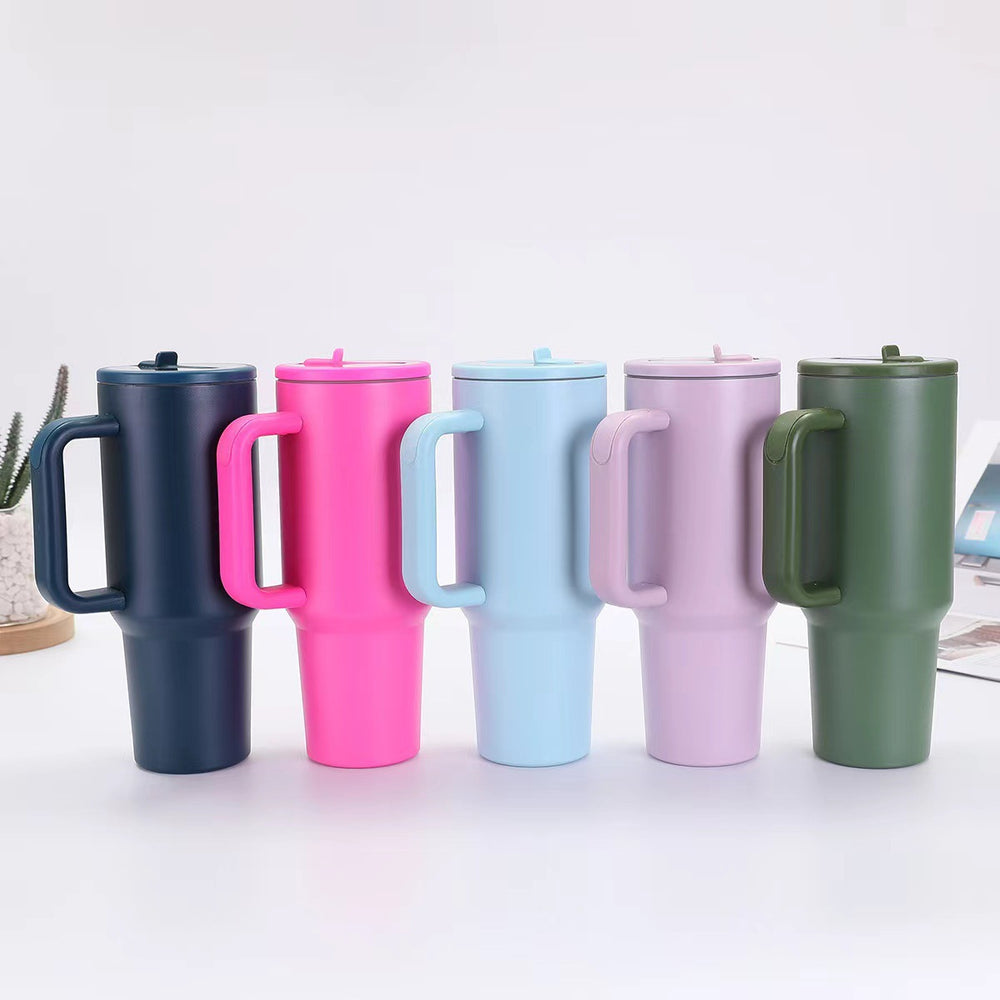 Amazon 40oz fifth generation car cup 304 stainless steel straw handle thermos cup large capacity cold ice cup