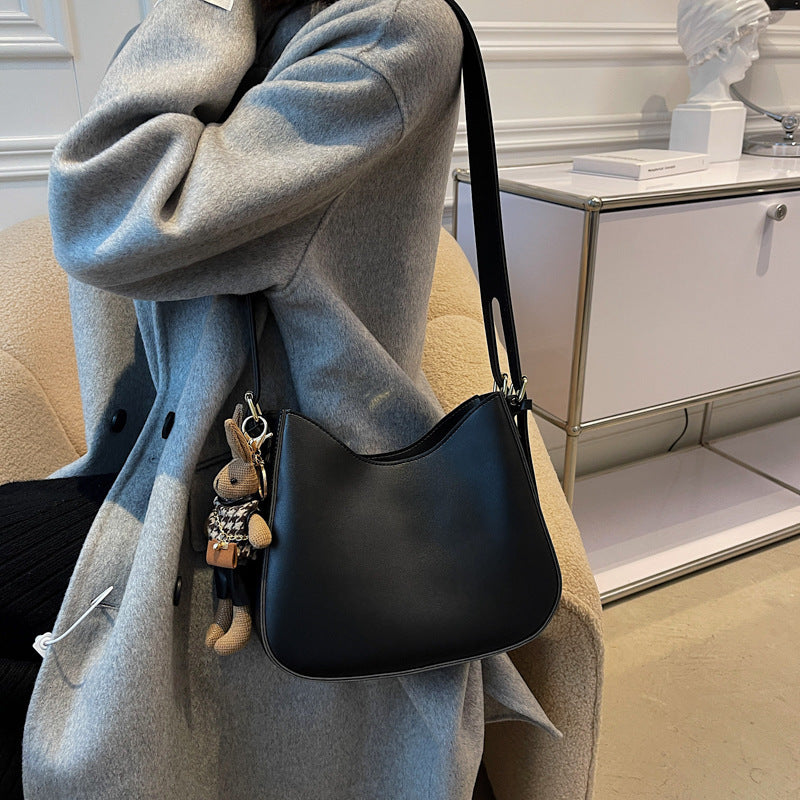 Simple small bag retro messenger bag women's 2025 new fashion shoulder bag large capacity texture casual tote bag