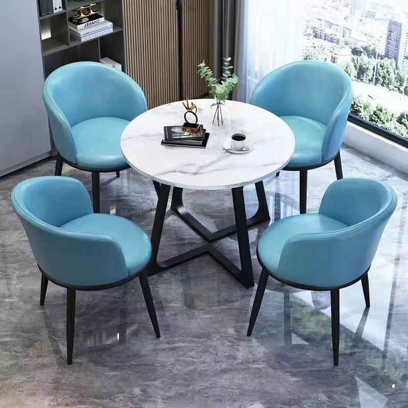 Nordic light luxury negotiation table and chair set, balcony leisure table and chair set, small coffee table, casual reception, modern minimalist small round table