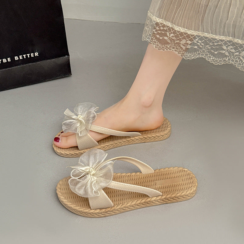 Summer fashioneasiest for matchnew arrivalpure colorcasual one-line sandals women's outwear soft bottom classic ribbon beach slippers