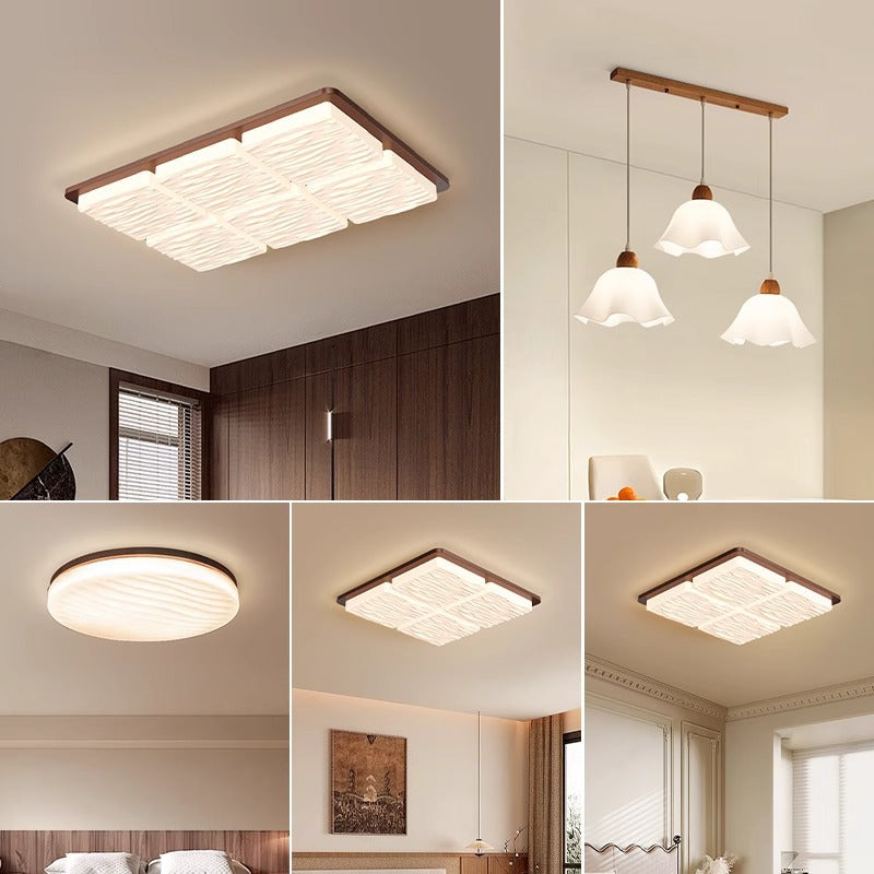 Medieval style living room light Japanese style wabi-sabi wind bedroom lighting retro walnut hall main light whole house package lighting
