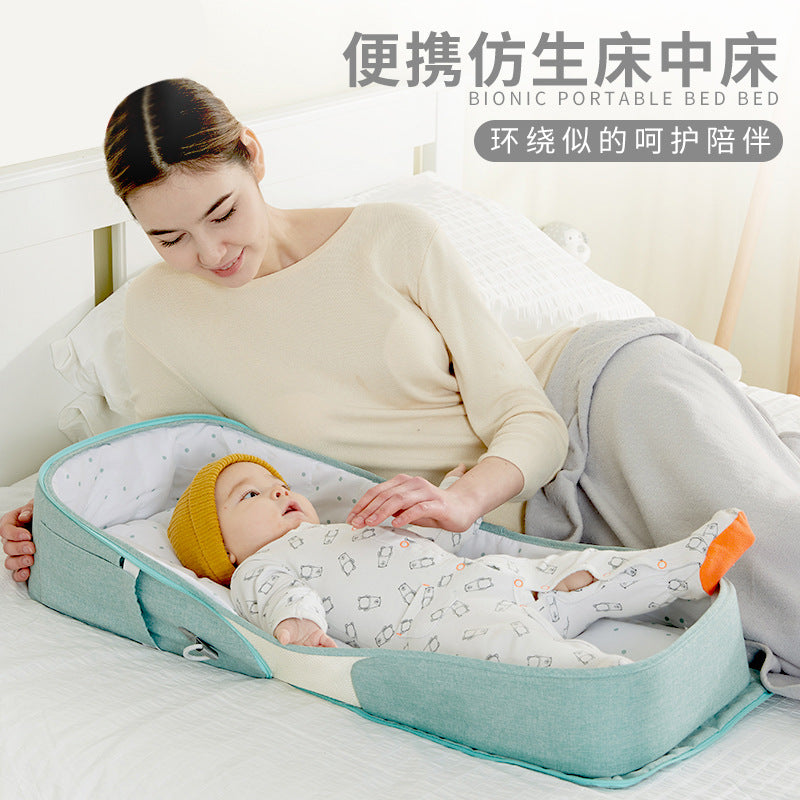 Baby crib newborn bed splicing large bed baby kids bed cradle bed foldable small bed newborn portable
