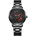 New hollow-out creative tech men's steel band watch with rotating bezel - quartz watch for cross-border e-commerce
