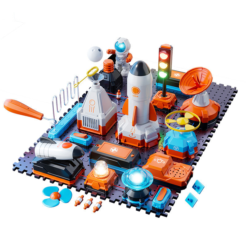 Kids' electronic building blocks space rocket model assembly toy educational science experiment kit - perfect birthday gift for science-enthusiast boys