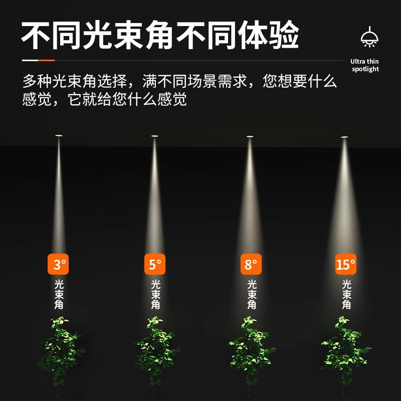 Small beam angle spotlight 3/5/8 degree embedded led tea room dining table exhibition hall ceiling ceiling light full spectrum