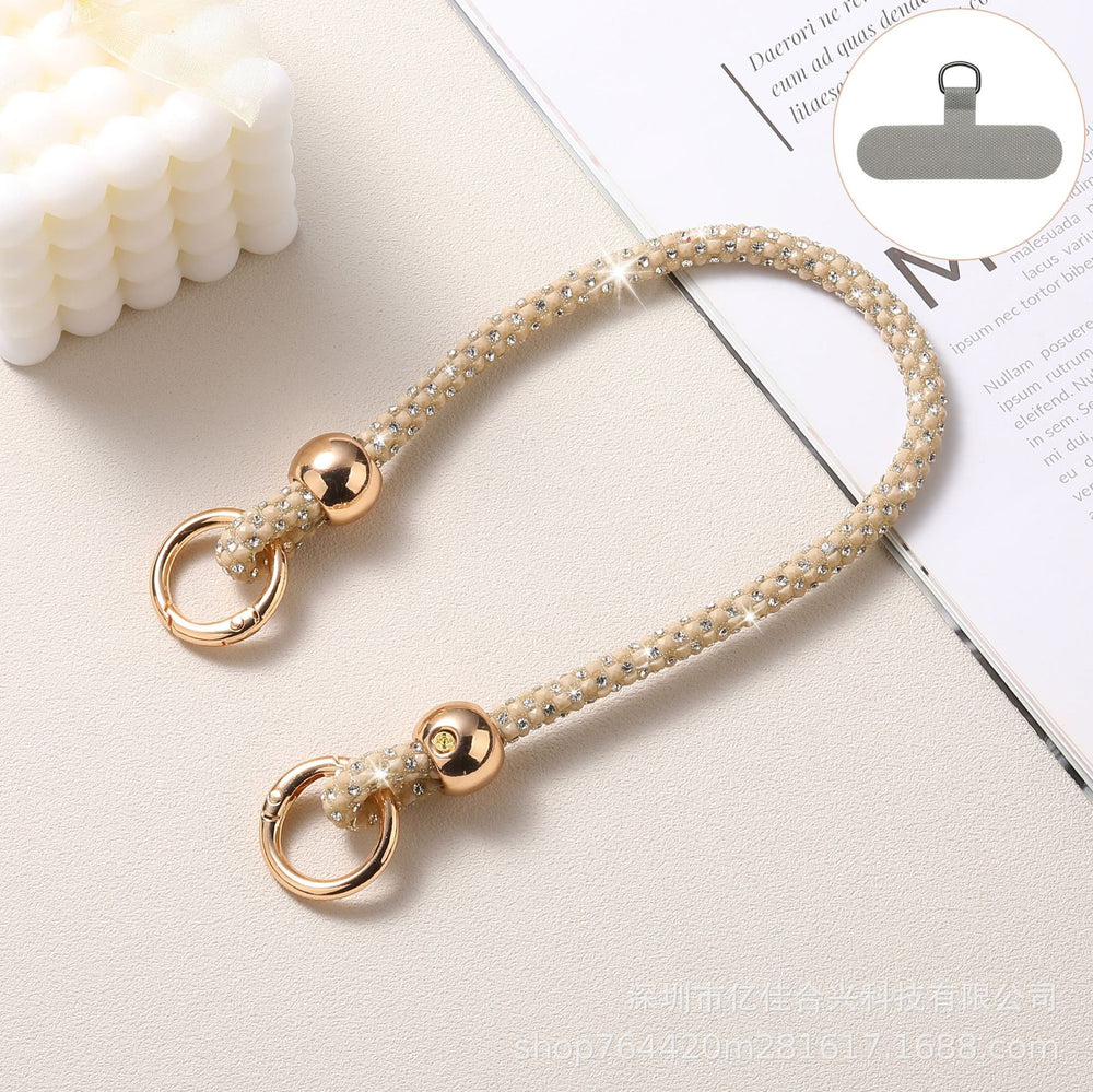 Korean-style ins round bead colorful diamond wrist strap bag charm phone chain wholesale - suitable for phone cases, earphone cases, and more