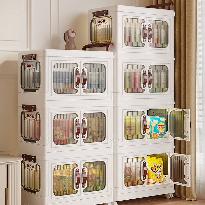 Xinle, light luxury cream wind cart storage cabinet, installation-free storage cabinet, double door multi-layer thickened storage box