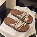 fashion wear-resistant flat sandals women's slippers comfortable rhinestone roman sandals female student beach slippers wholesale