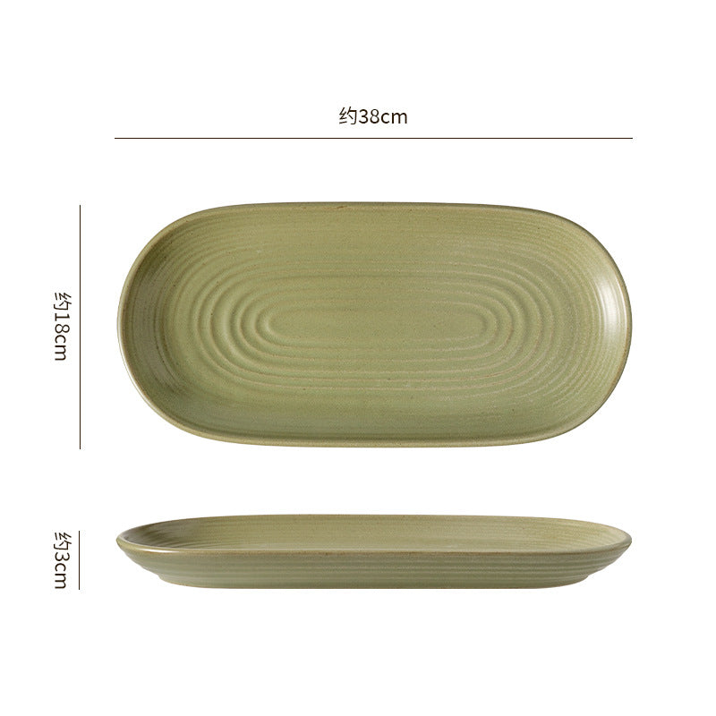 Vintage chic ceramic oval fish plate - perfect for restaurants, hotels, and home use. featuring a textured, rectangular design ideal for steamed fish, sushi, and elegant plating