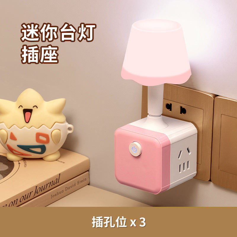 Desk lamp cube socket panel - multifunctional home power strip with usb charging, cute ambient night light