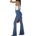 Fashion hot-selling jumpsuit new arrival loose-leg suspender bell-bottom pants silmslimming look women's denim overalls