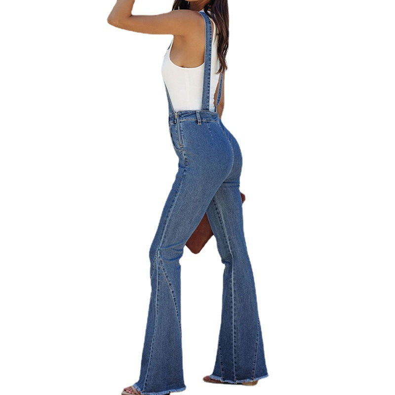 Processing personalized hot-selling new arrivaljeansfashion overalls bell bottoms silmslimming look women's denim overalls