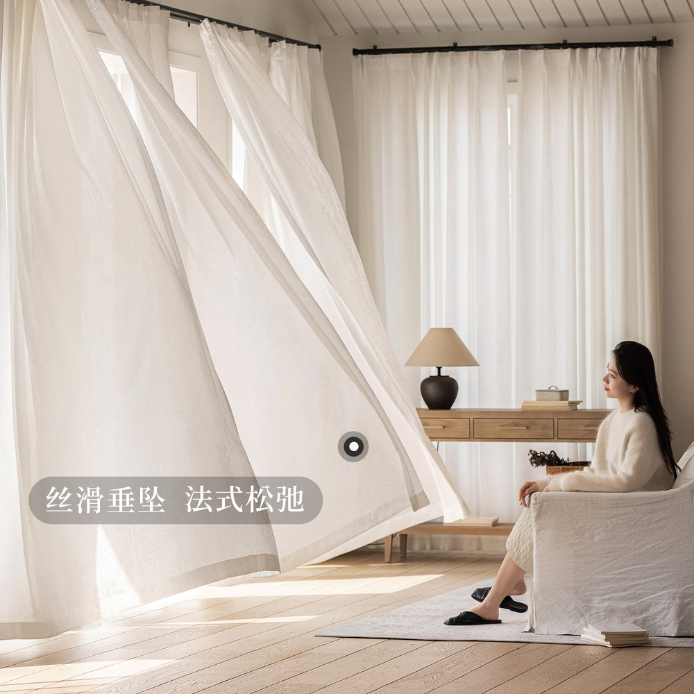 New arrival french iris gauze sun protection and light-proof living room bedroom balcony plant flower jacquard window gauze relief high