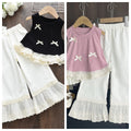 summer new girls' sleeveless tank top set - bowknot lace princess style two-piece outfit - korean style sweet