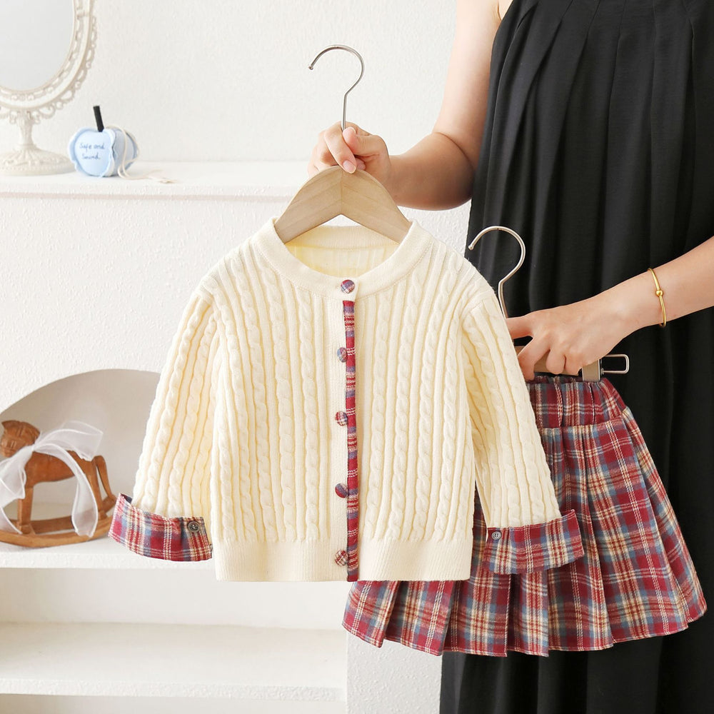 Girls' sweater set - new  autumn/winter collection - cable knit, preppy style, pleated skirt two-piece outfit