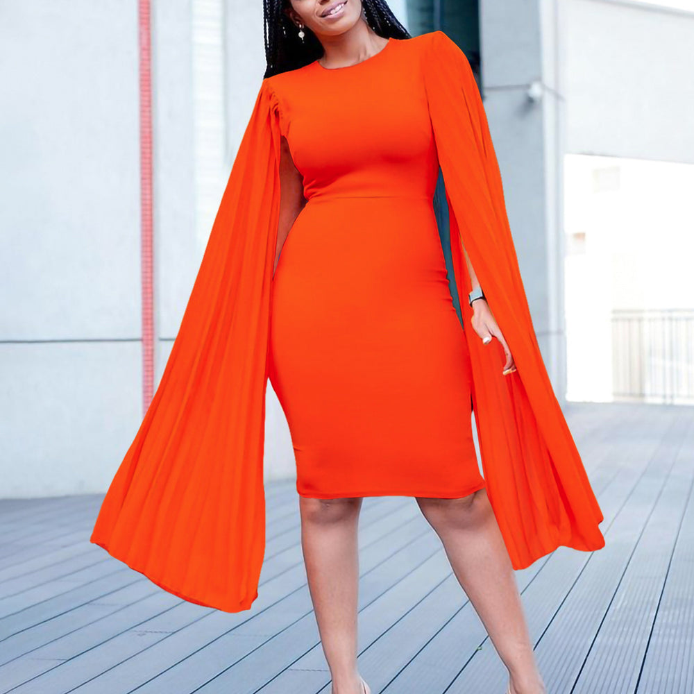 D468  independent station exportfashionelegantelegantollong sleeves pleated hip-covering elegance african dress