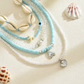 Wholesale blue beaded necklaces - european and american cross-border jewelry, summer fashion ins style, high-end seashell design necklaces