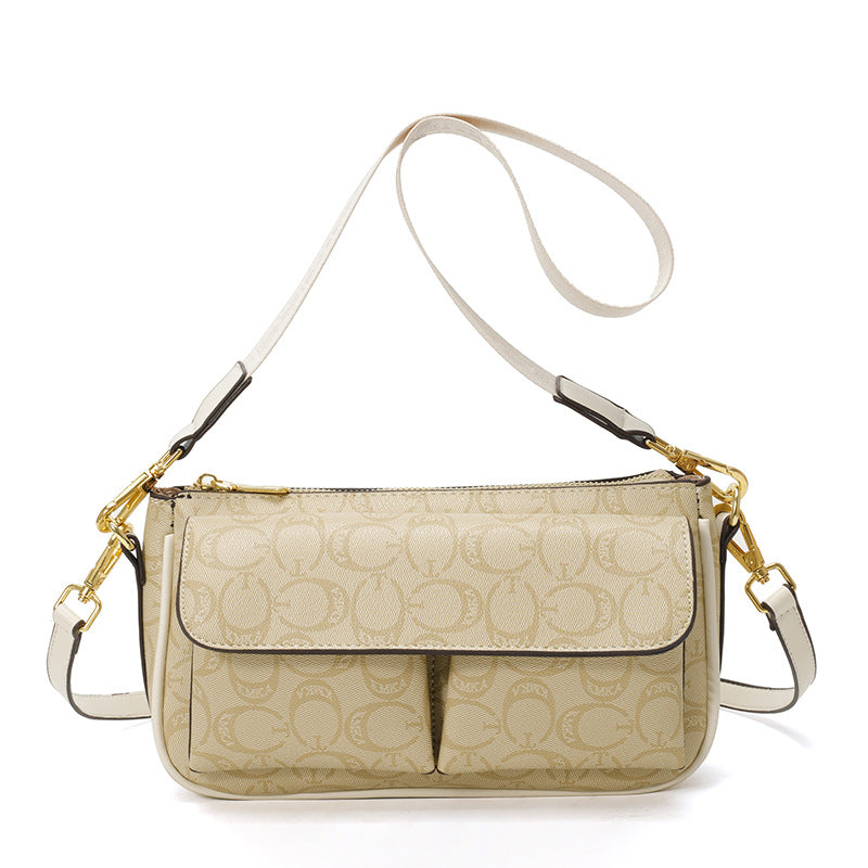 Cross-border small bag women's 2025 new Korean version of casual baguette mahjong fashion niche small square bag shoulder messenger bag