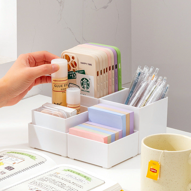 Desktop mobile phone case, sticky note transparent storage box, plastic large-capacity data cable, earphone mini wall-mounted storage box.