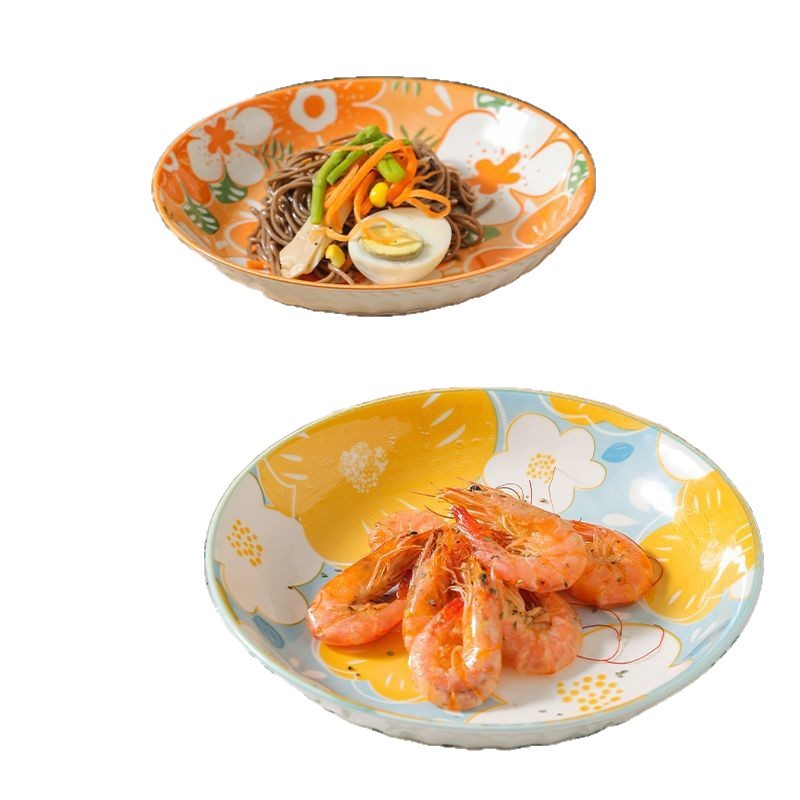 Flower-like internet celebrity household vegetable plate fish plate high-looking ceramic plate creative accessible luxury fruit dessert plate suit combination