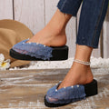 Flip-flops 2025 new arrival women's summer sanya seaside beach wedge heightening 5cm rhinestone sandals outwear slippers