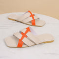 Exportplus size color matching outwear beach sandals women's summernew arrival square toe cross strap cut out flip flops