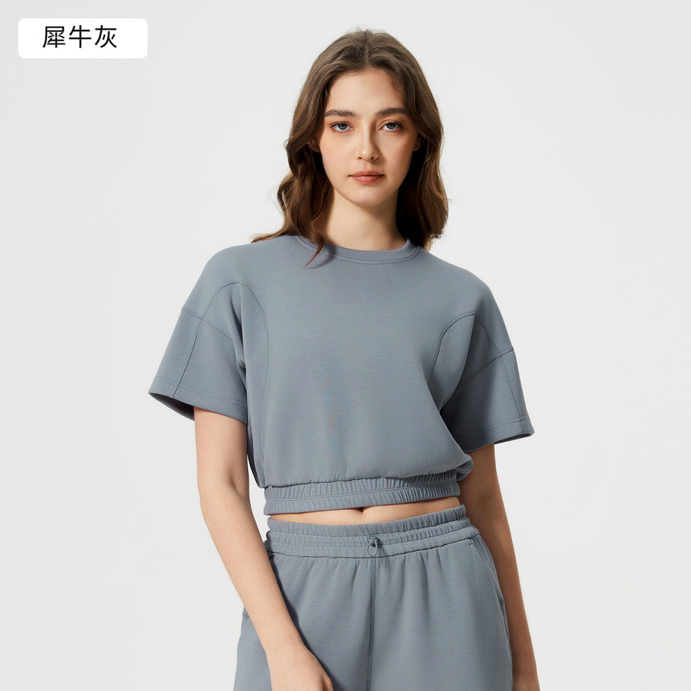 Summer air layer yoga top - women's cropped short sleeve - trendy & versatile fitness activewear tee - d25025