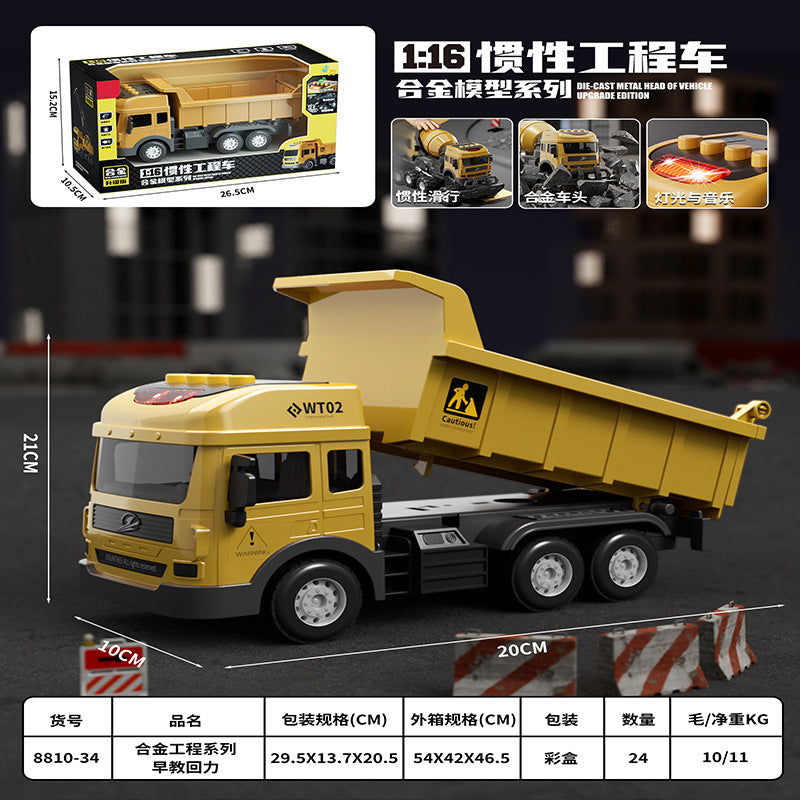 Kids' off-road transport trailer dump truck construction vehicle simulation inertia alloy container truck toy dump truck