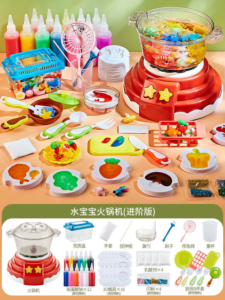 Magic water elf water baby hot pot machine - non-toxic, handmade diy kitchen toy for girls - educational & fun!
