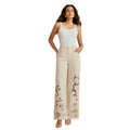Off-white hollow-out embroidered wide-leg jeans - women's high-waisted slimming straight-leg denim pants - premium quality for cross-border e-commerce