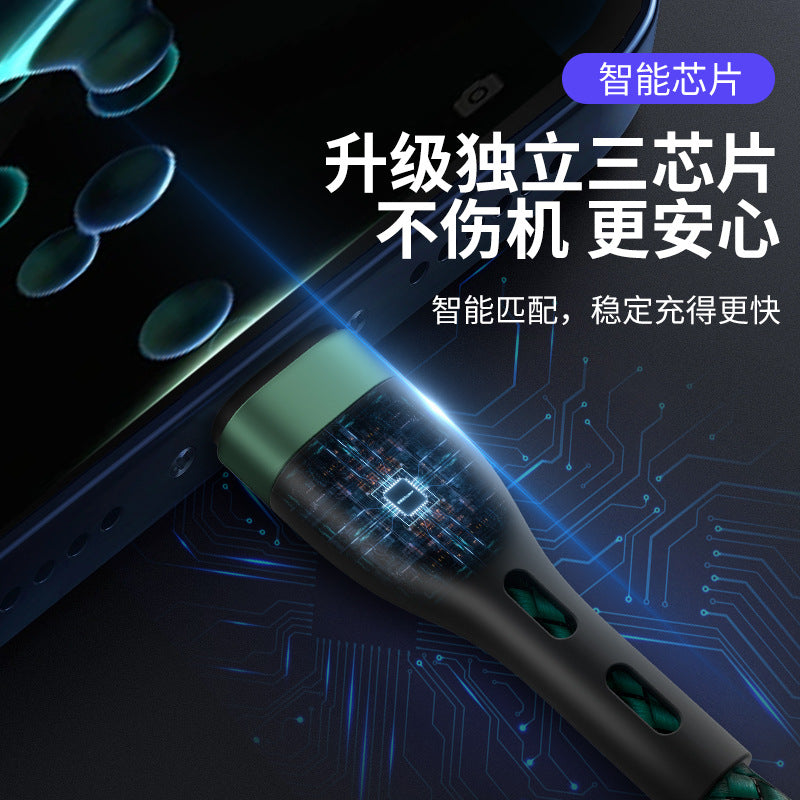 3-in-1 charging cable, 66w fast charging, compatible with apple and android devices, 6a mobile phone charging cable, 3-in-1 aluminum alloy braided cable