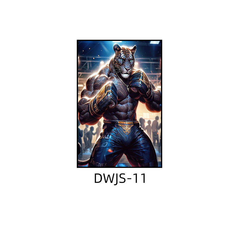 Gym decorative painting industrial style boxing hall hanging painting taekwondo martial arts hall fighting creative animal cartoon mural